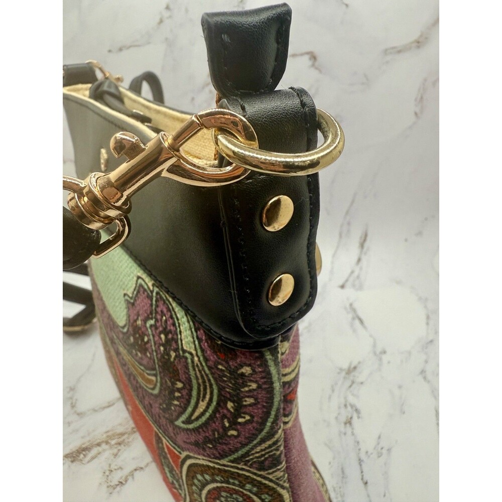 Spartina 449 Cora Hipster Convertible Crossbody Bag Black &‎ Purple Paisley - Picture 9 of 16